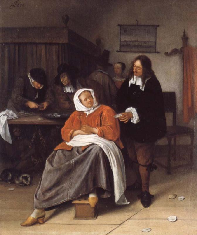Jan Steen An Interior with a Man Offering an Oyster to a Woman China oil painting art